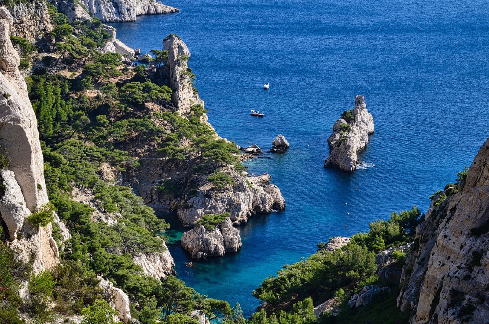 Crique isolée aux falaises blanches et eau turquoise en Corse